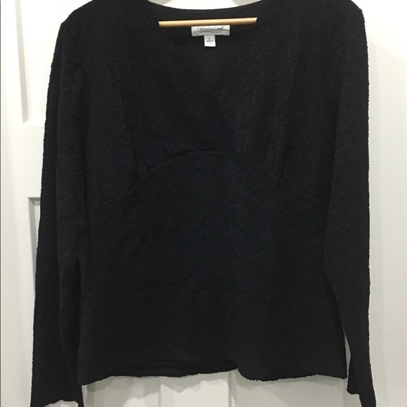 Coldwater Creek texture black blouse size large - Picture 3 of 9
